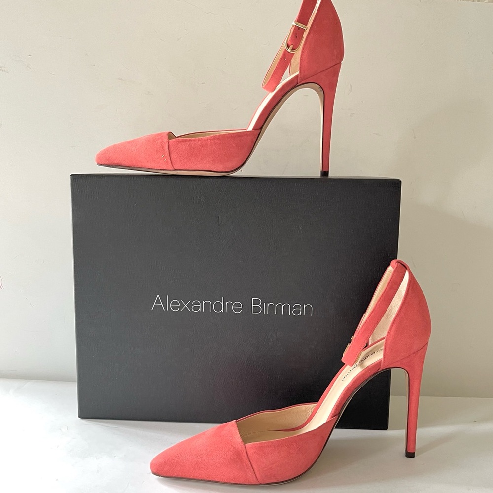 Alexandre Birman orange coral suede heels 38